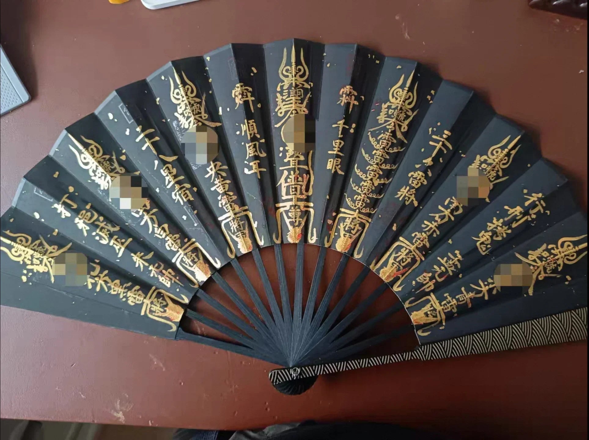 Authentic Hand-Painted Daoist Protective Sigil Orient Fan