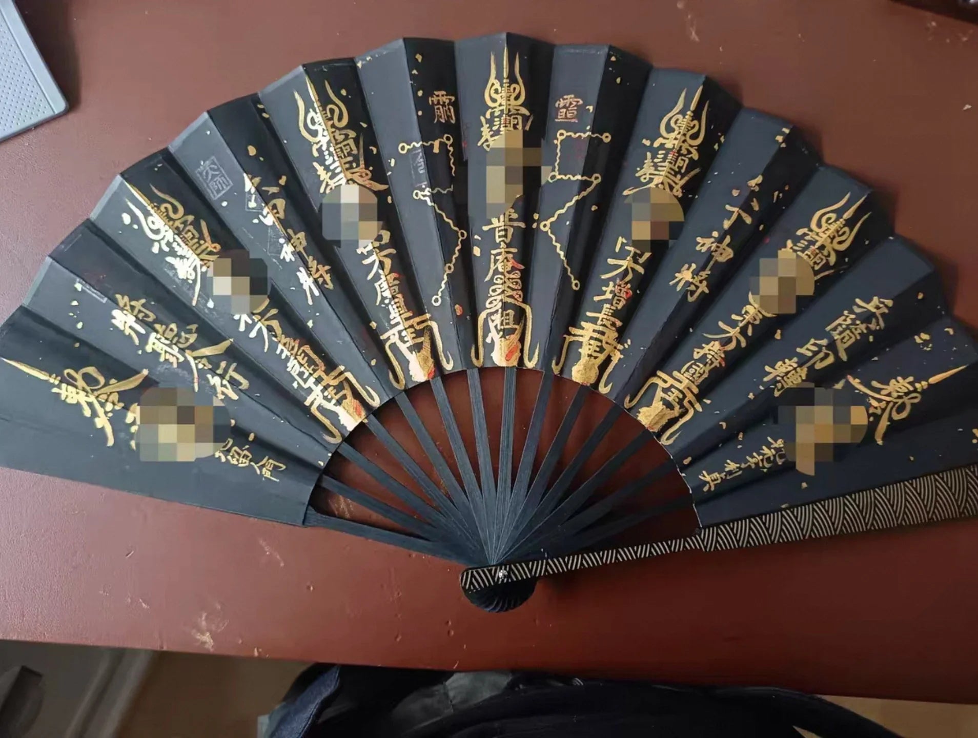 Authentic Hand-Painted Daoist Protective Sigil Orient Fan